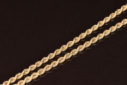 A 9ct gold rope twist necklace, 14.8g, 60cm