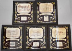 Group of five 20th century advertising bar mirror signs for Chateaux, comprising Margaux, Haut-