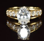 A 14k gold ring set with cubic zirconia, 3.5g, size P