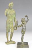 Two Roman style Grand Tour bronzes including Dancing Faun of Pompeii, tallest 22cm