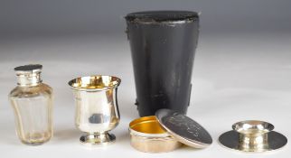 Victorian hallmarked silver travelling communion set, London 1939, maker Charles Reily & George