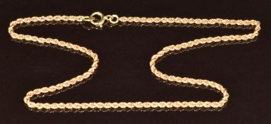 An 18ct gold rope twist necklace, 8.7g, 35cm
