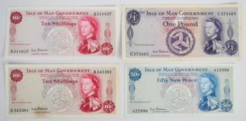 Four Isle of Man 1961/69 Issue 10 Shillings and £1 banknotes, signed P.H.G. Stallard