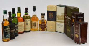 Seven bottles of Single Malt and Blended Scotch Whisky comprising Cardhu, The Deanston,
