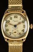 Everite 9ct gold gentleman's wristwatch with inset subsidiary seconds dial, luminous hands and