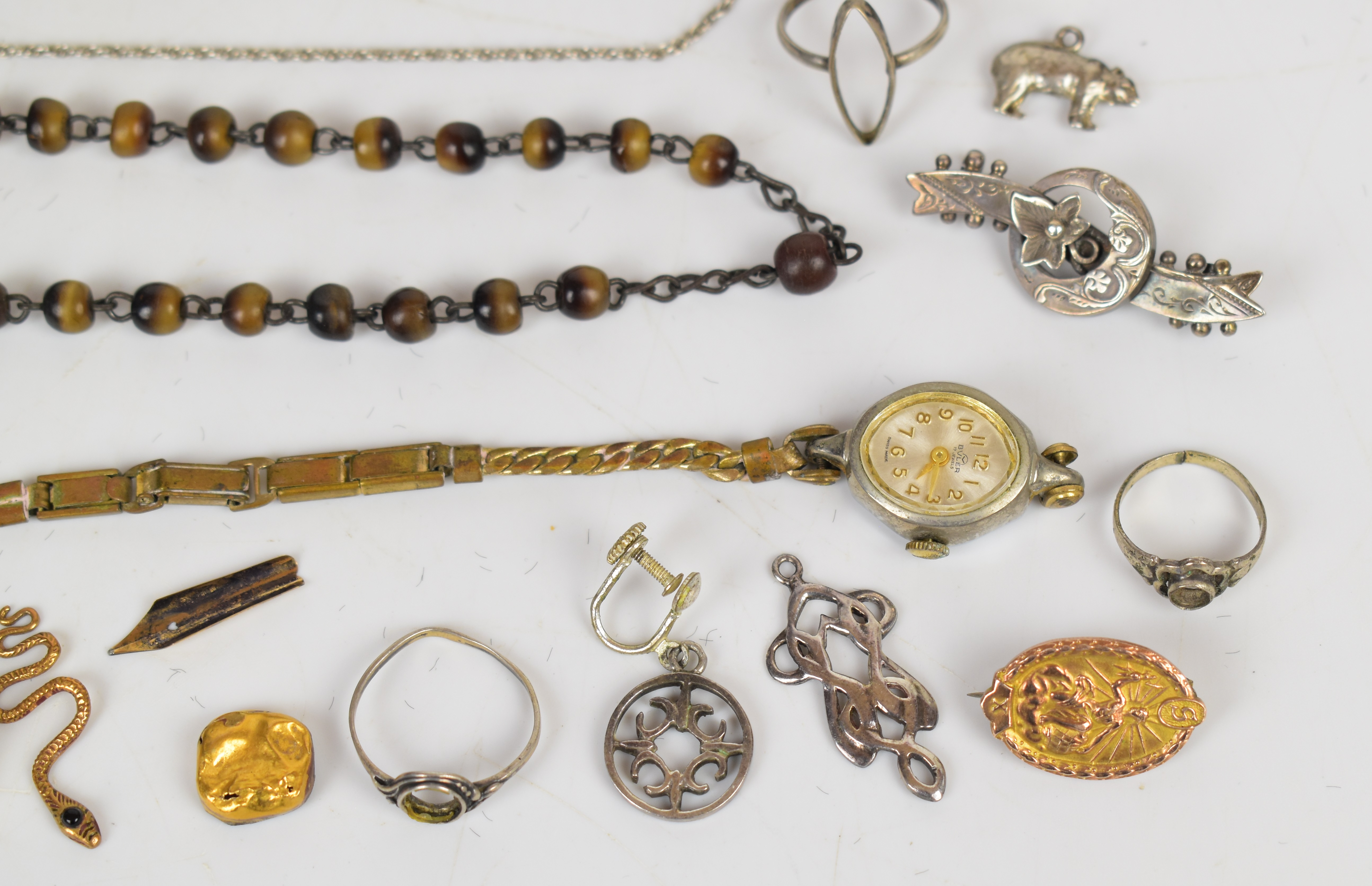 A collection of jewellery including silver ring set with turquoise, silver bracelet, silver - Image 2 of 10