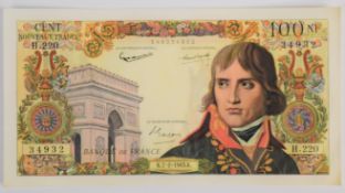France 1963 100 Nouveaux Francs banknote featuring Napoleon Bonaparate