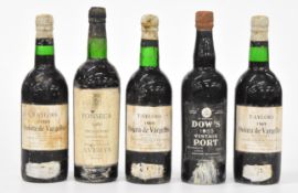 Five bottles of vintage Port comprising Dow's 1955, Fonseca 1960 and three bottles of Taylor's