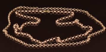 Two 9ct rose gold belcher chains, 13.4g, 48 & 60cm