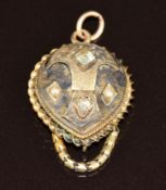Georgian / Victorian pendant set with foiled paste and pearls, 3.2g, 2.5 x 1.7cm