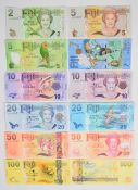 Twelve Fiji banknotes comprising 2007 issue $2, $5, $10, $20, $50 and $100, 2012 issue $5, $10, $20,