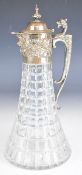 Mappin & Webb Elizabeth II hallmarked silver mounted claret jug in the Victorian style, with cut