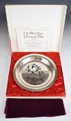 Peter Scott for John Pinches hallmarked silver limited edition 1974 Christmas plate Barnacle geese