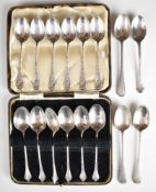 Sixteen hallmarked silver tea and coffee spoons to include a cased set of six, length of longest