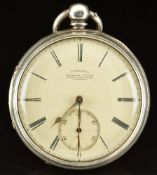 Johnson of Preston Railway Watch silver open faced pocket watch with inset subsidiary seconds