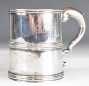 Georgian Scottish hallmarked silver half pint tankard of plain tapering form, Edinburgh 1784,