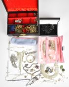 A collection of jewellery including serpent necklace and similar bracelet, marcasite and lapis