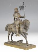 Bronze mounted Joan of Arc figurine, H20cm