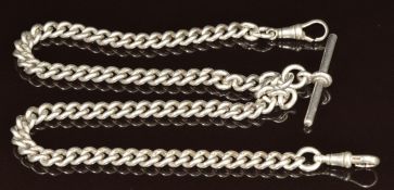 A silver Albert / watch chain, 50.6g