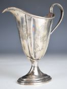 Edward VII Georgian style hallmarked silver helmet shaped jug with engraved decoration, Birmingham