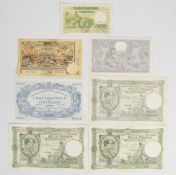 Seven Belgium 1919-1943 banknotes comprising 1919 100 Francs plus 20, 50, 500 and three 1000 Franc