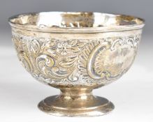 Edward VII hallmarked silver bowl with embossed decoration, London 1903, maker Charles Edwards,