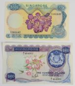 Two Singapore undated (1967) banknotes comprising $50 and $100 signed Lim Kim San