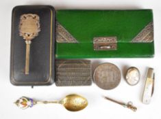 Cased Victorian hallmarked silver ceremonial key, commemorating the organ opening at Mountain Ash,