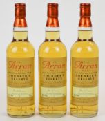 Three bottles of The Arran Malt Founder's Reserve Single Island Malt Scotch Whisky, 43% vol, 70cl,