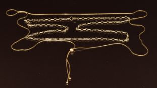 Two yellow metal chains, 6.1g