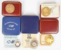 Five cased silver proof coins comprising Royal Mint Falkland Island 1983 50p, weight 28.28g, Royal