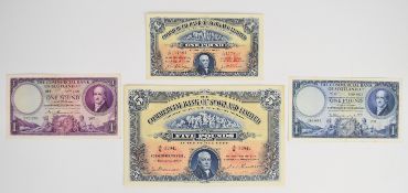 Four Commercial Bank of Scotland banknotes including 1944 dated £5 and 1940 £1