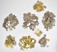 Approximately 4.5kg of circulating and exchangeable pre Euro world coins including higher