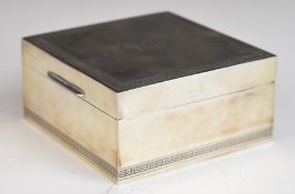 Art Deco hallmarked silver cigarette box, London 1928, maker Alexander Clark & Co Ltd, width 9cm