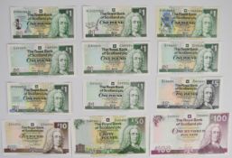 Eleven Royal Bank of Scotland banknotes including high grade A/3 prefix £50 and £100