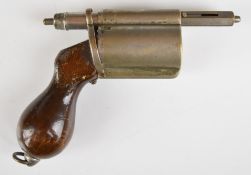Novelty propelling pencil in the form of a six-shot revolver with wooden handle containing removable