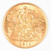 1914 George V gold half sovereign