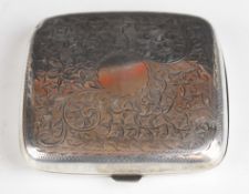George V hallmarked silver cigarette case with engraved decoration, Birmingham 1926, maker  Henry