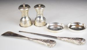 Pair of feature hallmarked silver pin dishes, diameter 8cm, weight 82g, two hallmarked silver