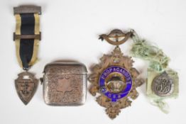 Victorian hallmarked silver and blue enamel RAOB Buffs medal dated 1901, 1920's hallmarked silver