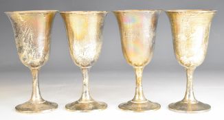 Set of four Wallace Sterling American silver goblets, height 17cm, weight of all four 692g
