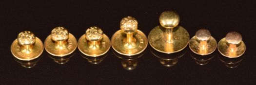Five 18ct gold studs (6g) and two 15ct gold studs (1.8g)