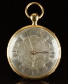 Breguet 18ct gold quarter repeater open faced pocket watch with gold hands, black Roman numerals,