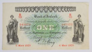 Northern Ireland Bank of Ireland (Belfast) 1929 £1 banknote signed J.H. Craig