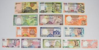Fourteen Sri Lanka 1982-2006 banknotes comprising 5, 10, 20, 50, 100, 500 and 1000 Rupees dated