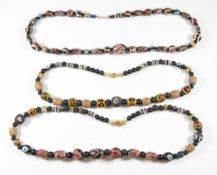 Three glass beaded necklaces