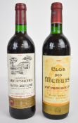 Two Bordeaux vintage red wines comprising Clos des Menuts Saint-Emilion Grand Cru 1985 and Chateau