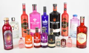 Seventeen bottles of Gin and Vodka in various sizes, to include 1.75L bottles of JJ Whitley Original