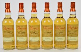 Six bottles of The Arran Malt Founder's Reserve Single Island Malt Scotch Whisky, 43% vol, 70cl.