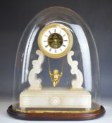Farcot or similar French novelty mystery clock with swinging cherub pendulum and part skeletonised